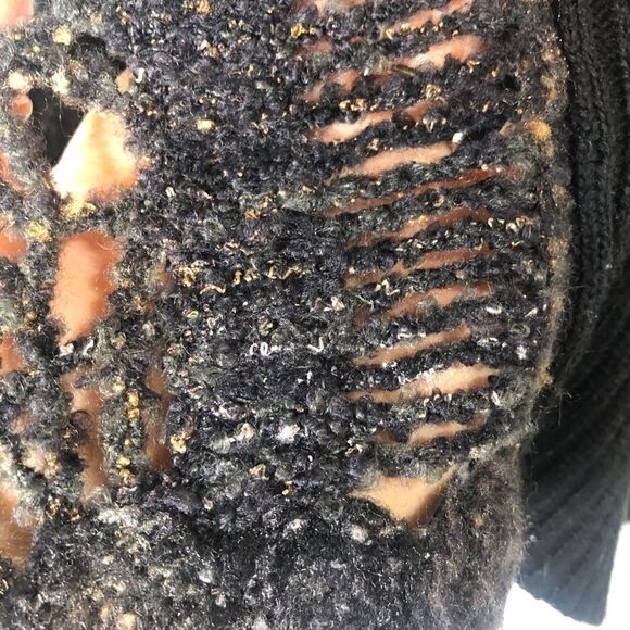 Curio New York Knit Detail Cardigan Black Tan Gold - Picture 11 of 13